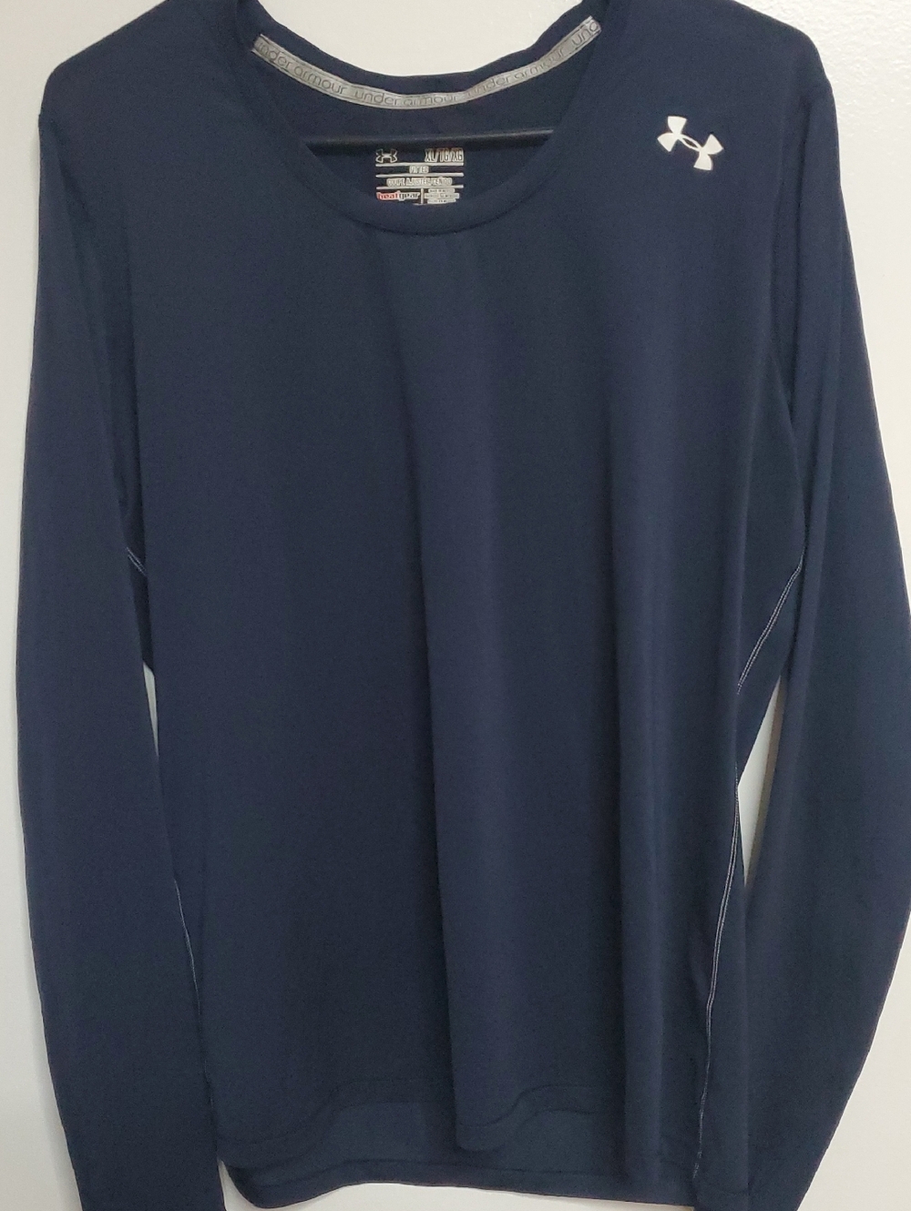 Under Armour Navy Long Sleeve Athletic Top with White Logo
